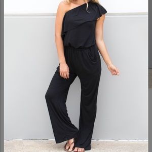 Black one shoulder jumpsuit